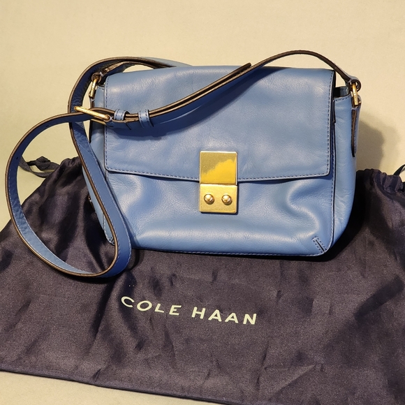 Cole Haan blue leather shoulder bag - Picture 1 of 5